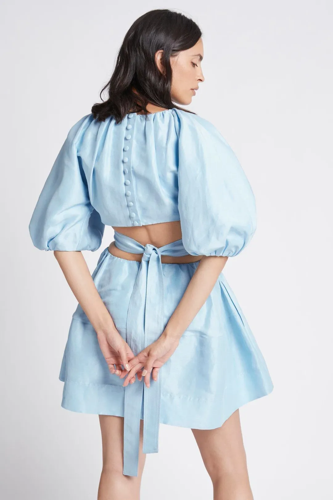 Aje Psychedelia Cut Out Mini Dress in Pale Blue Size 4 for rent on The Volte - main image