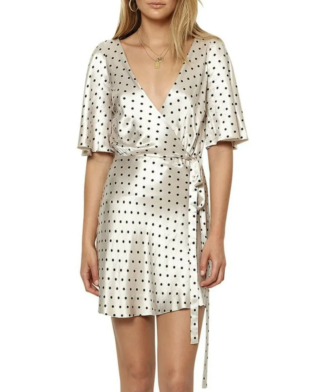 Bec & Bridge Bon Appetit Wrap Mini Dress Print Size AU 10  for rent on The Volte - main image