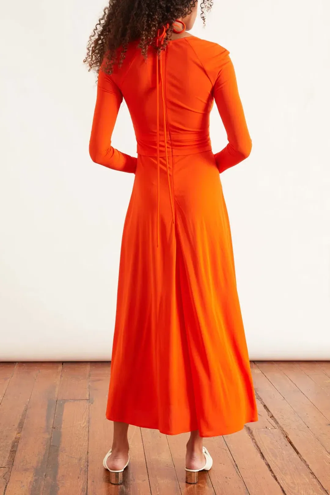 Proenza Schouler Matte Jersey Drawstring Dress Orange Size 6 for rent on The Volte - main image