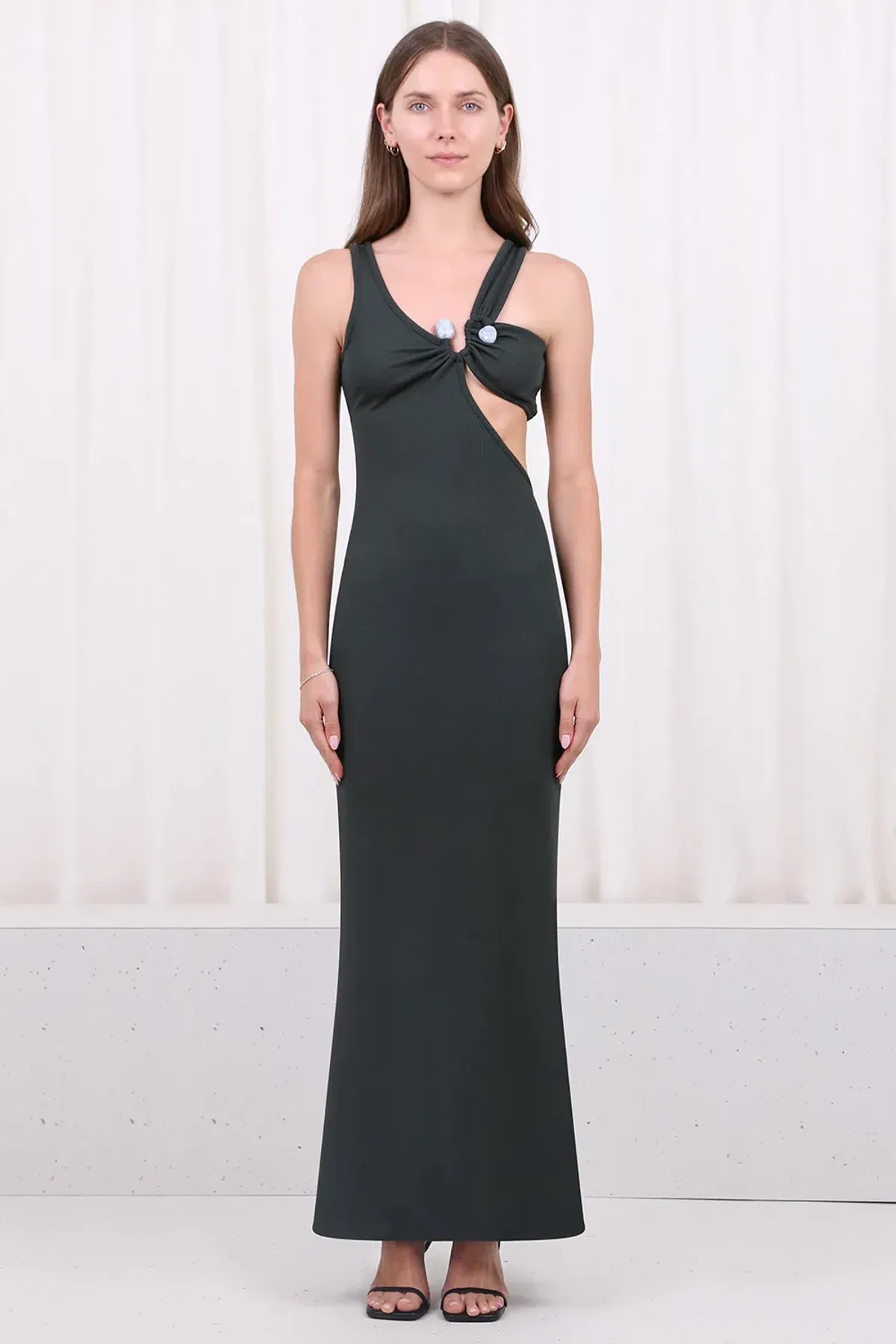 Christopher Esber Disconnect S Buckle Split Dress Green Size 8 for rent on The Volte - main image