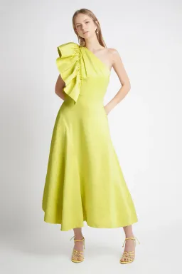 Aje Bonjour Asymmetric Midi Dress Green Size 12 for rent on The Volte - image 1