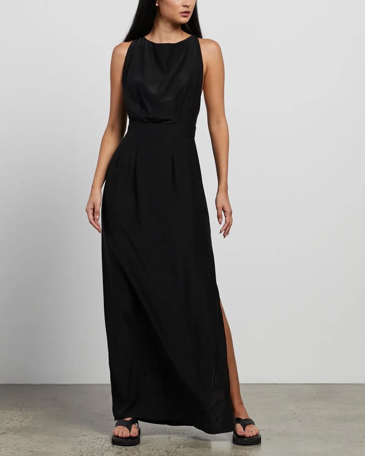 Matin Backless Silk Dress Black Size 10  for rent on The Volte - main image