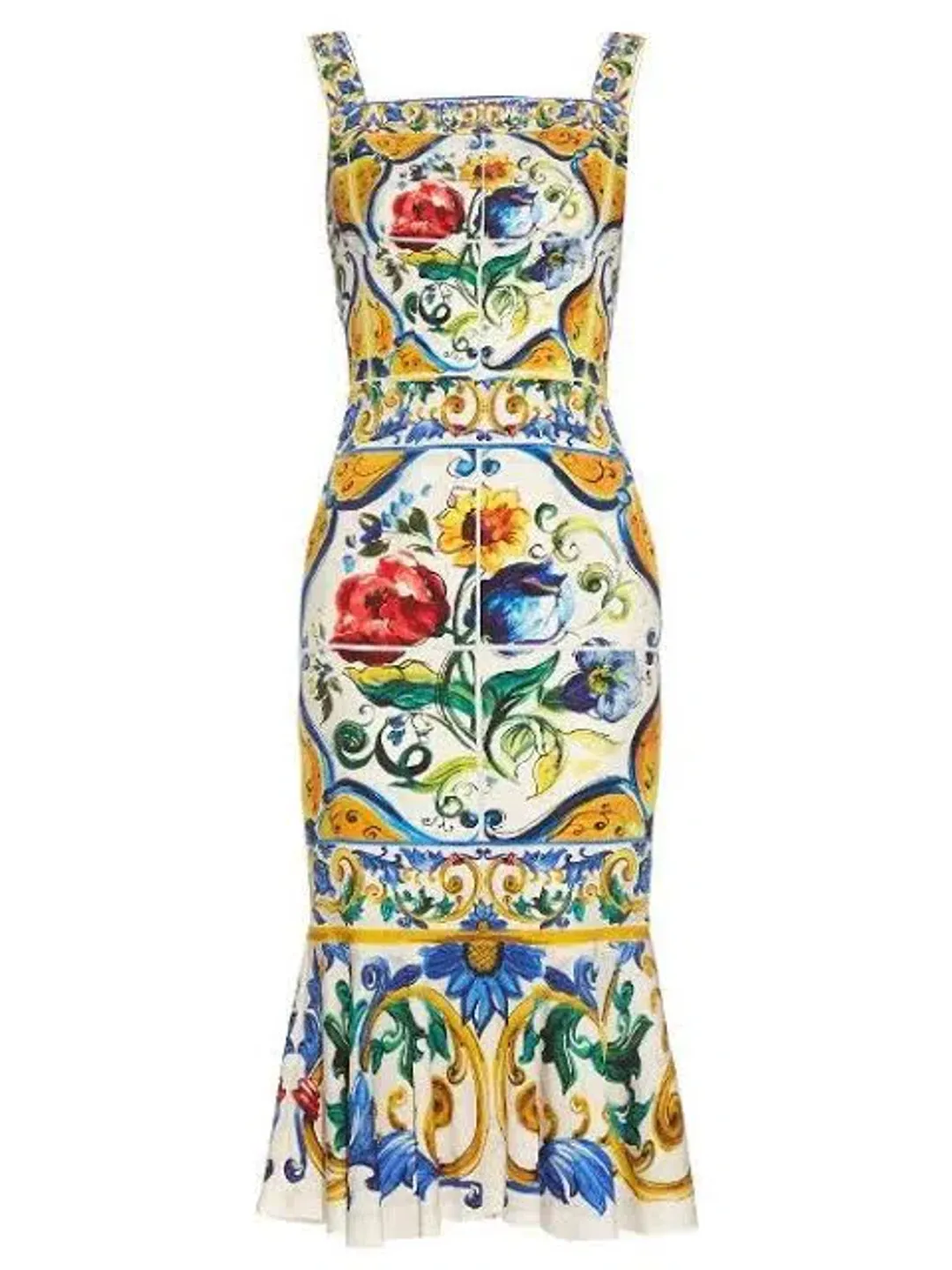 Dolce & Gabbana Majolica Charmeuse Dress Print Size 8 for rent on The Volte - main image