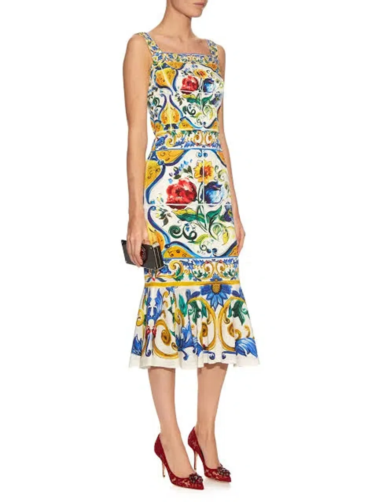 Dolce & Gabbana Majolica Charmeuse Dress Print Size 8 for rent on The Volte - main image