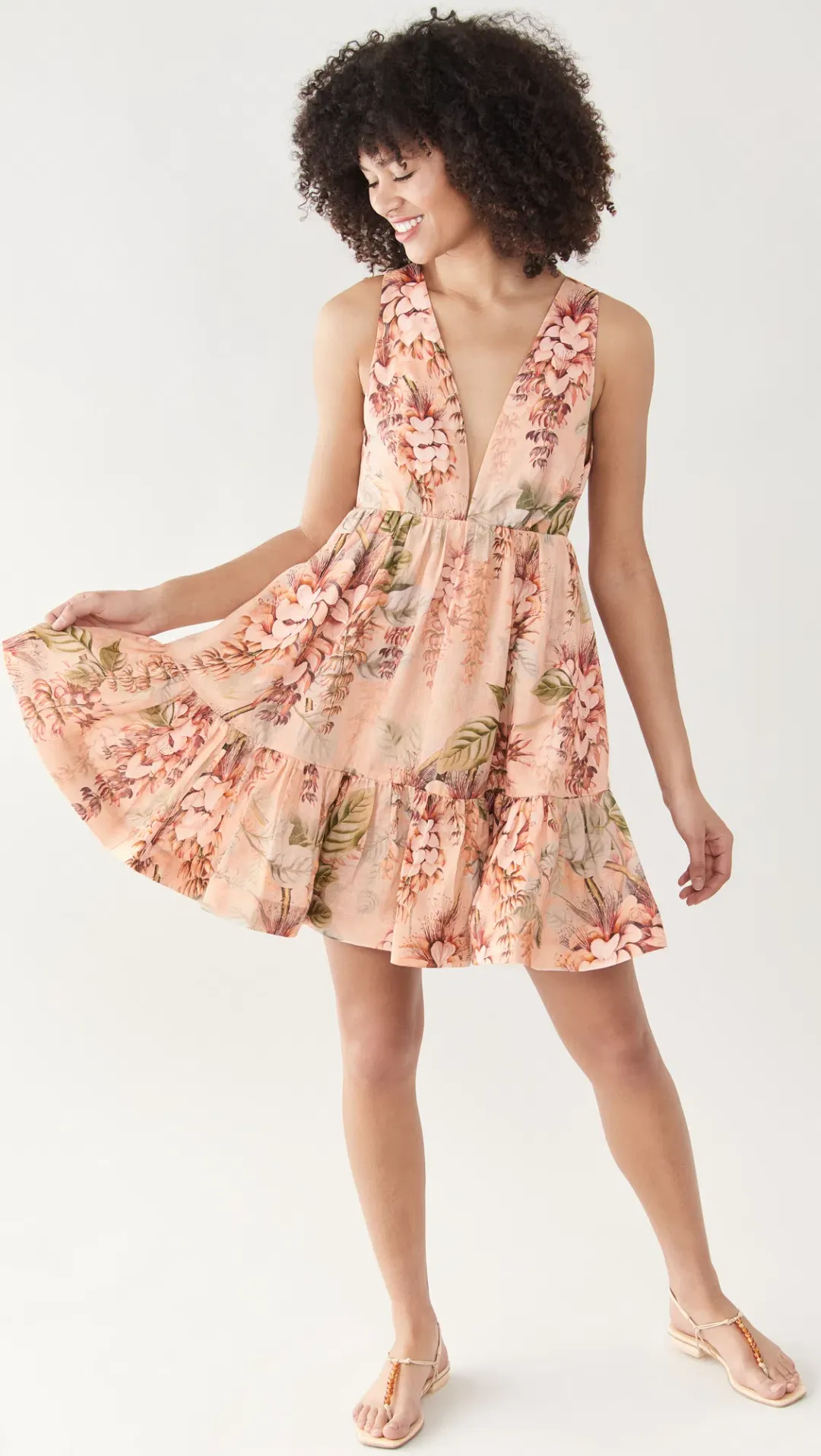 Zimmermann Candescent Plunge Neck Mini Print Size 0 for rent on The Volte - main image
