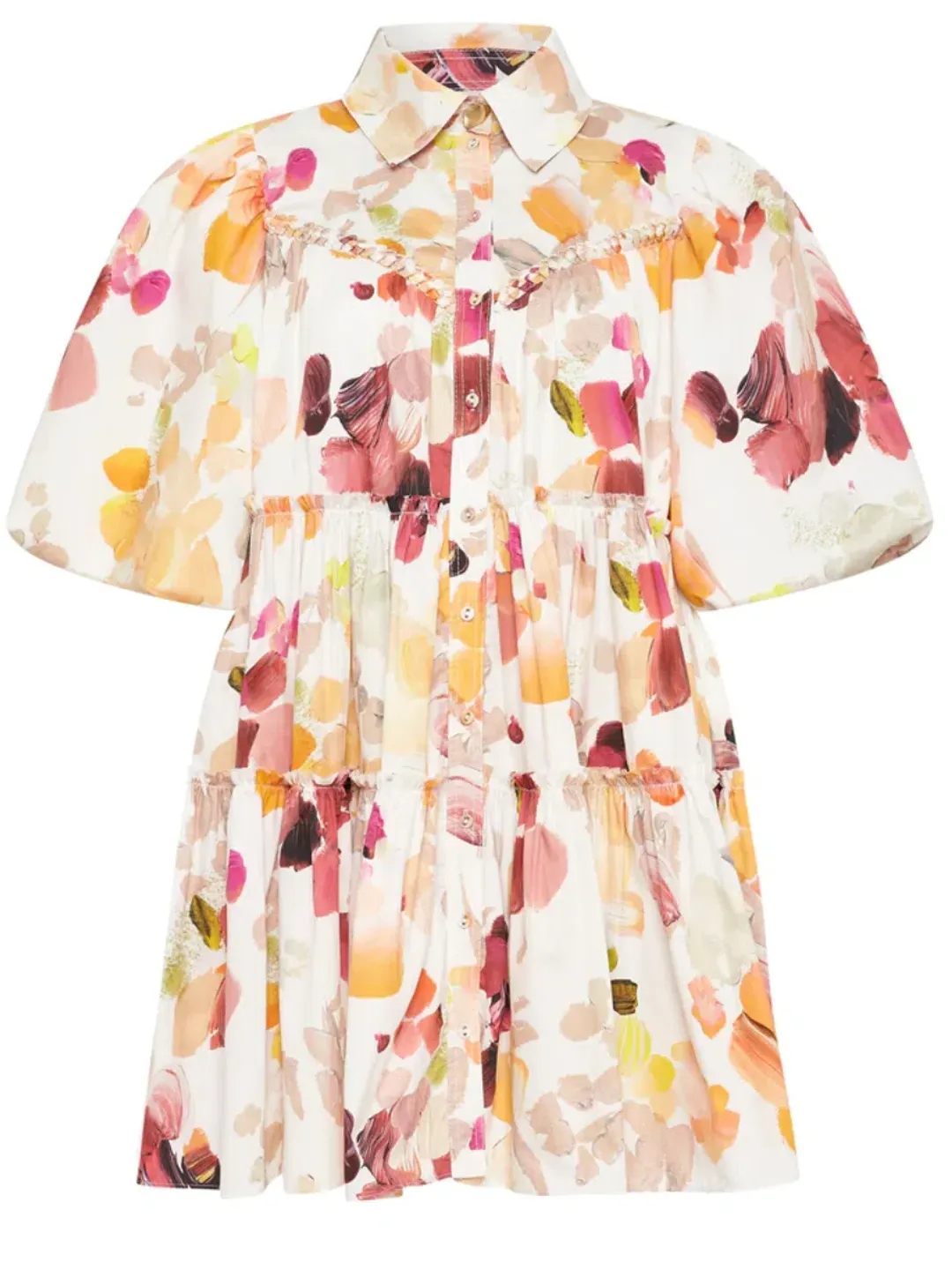 AJE Dassia Puff Sleeve Shirt Smock Dress White Size 12  for rent on The Volte - main image