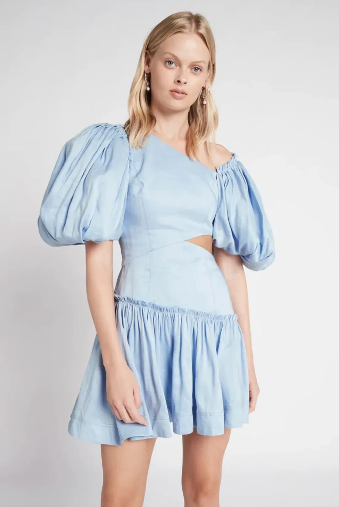Aje Chateau Mini Dress Sky Blue Size 8 for rent on The Volte - main image