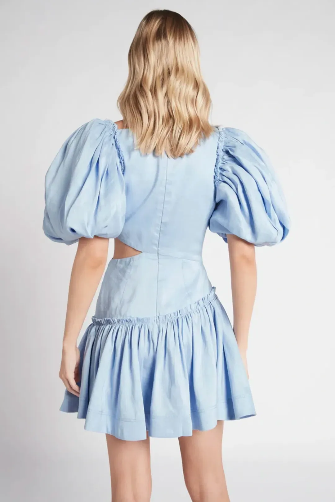Aje Chateau Mini Dress Sky Blue Size 8 for rent on The Volte - main image