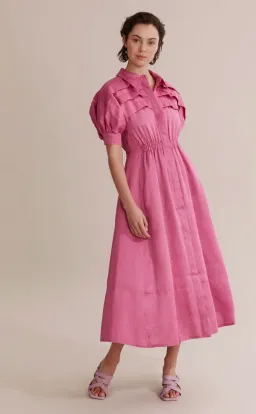 Country Road Pleat Detail Midi Dress Pink Size 6 for rent on The Volte - image 1
