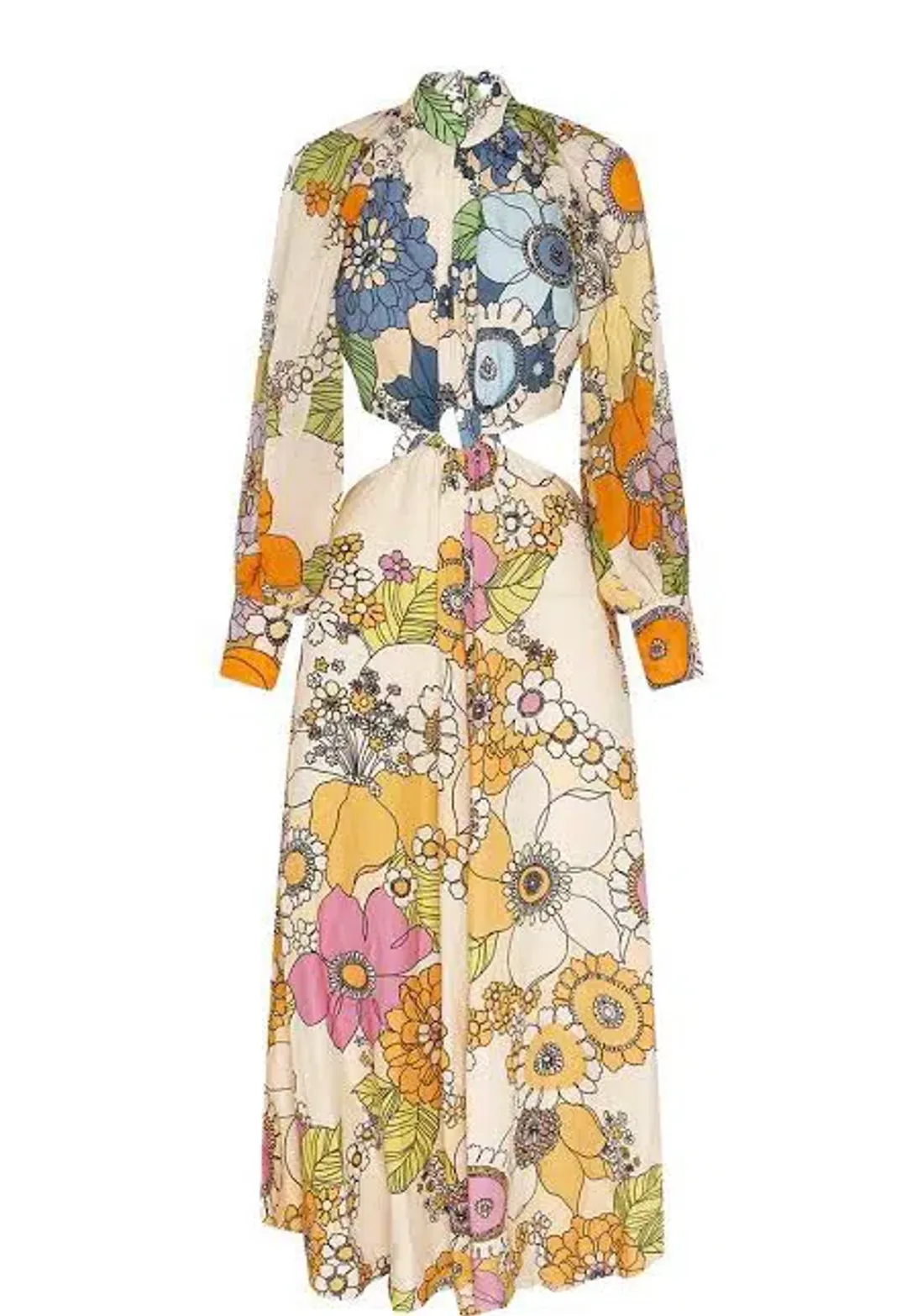 Alemais Farrah Cut Out Midi Dress Print Size 10 for rent on The Volte - main image
