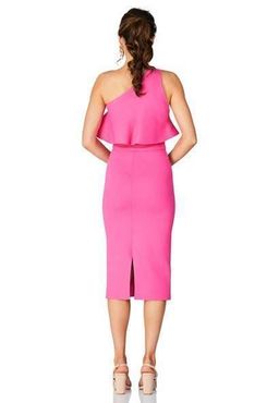 Scanlan Theodore Crepe Knit One Shoulder Ruffle Dress Pink Size M for rent on The Volte - image 3