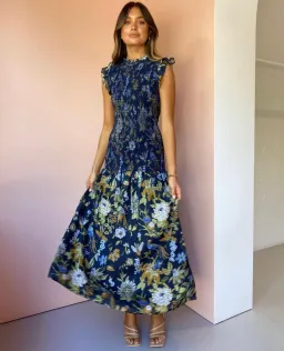 Sir the Label Diana Smocked Midi Dress Print Size 6 for rent on The Volte - image 2