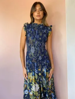 Sir the Label Diana Smocked Midi Dress Print Size 6 for rent on The Volte - image 5