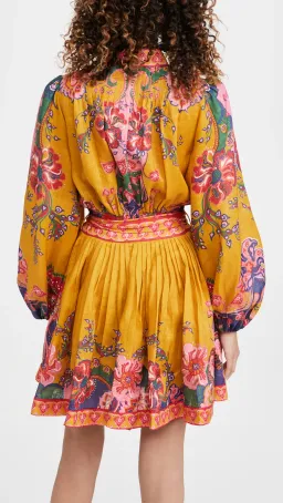 Zimmermann Lovestruck Wrap Mini Dress Gold Paisley Floral Size 3 for rent on The Volte - image 2