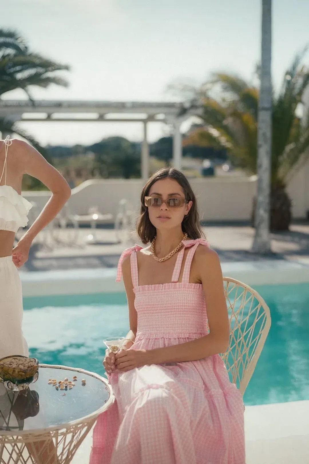 Steele Lyla Dress in Blush Check Print Size M  for rent on The Volte - main image