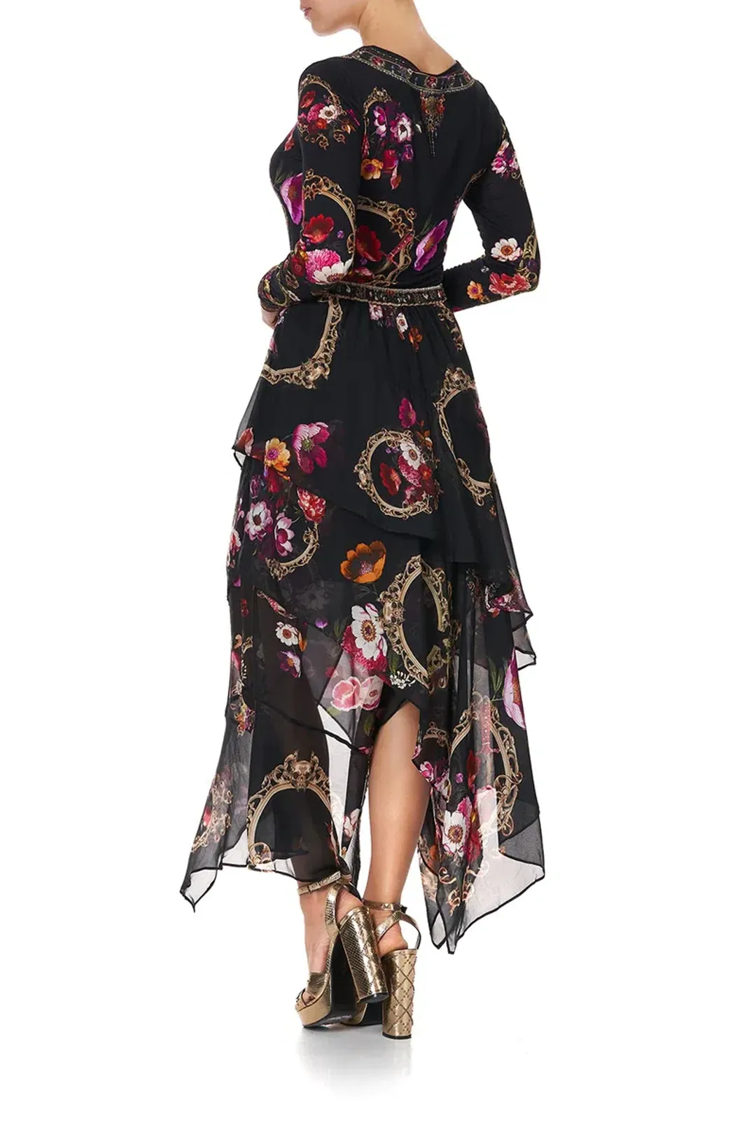 Camilla Asymmetrical Ruffle Skirt Mirror Mirror Print Size S for rent on The Volte - main image
