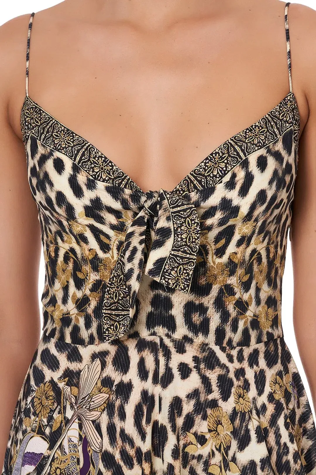 Camilla Long Dress With Tie Front Nomadic Nymph Print Size S for rent on The Volte - main image