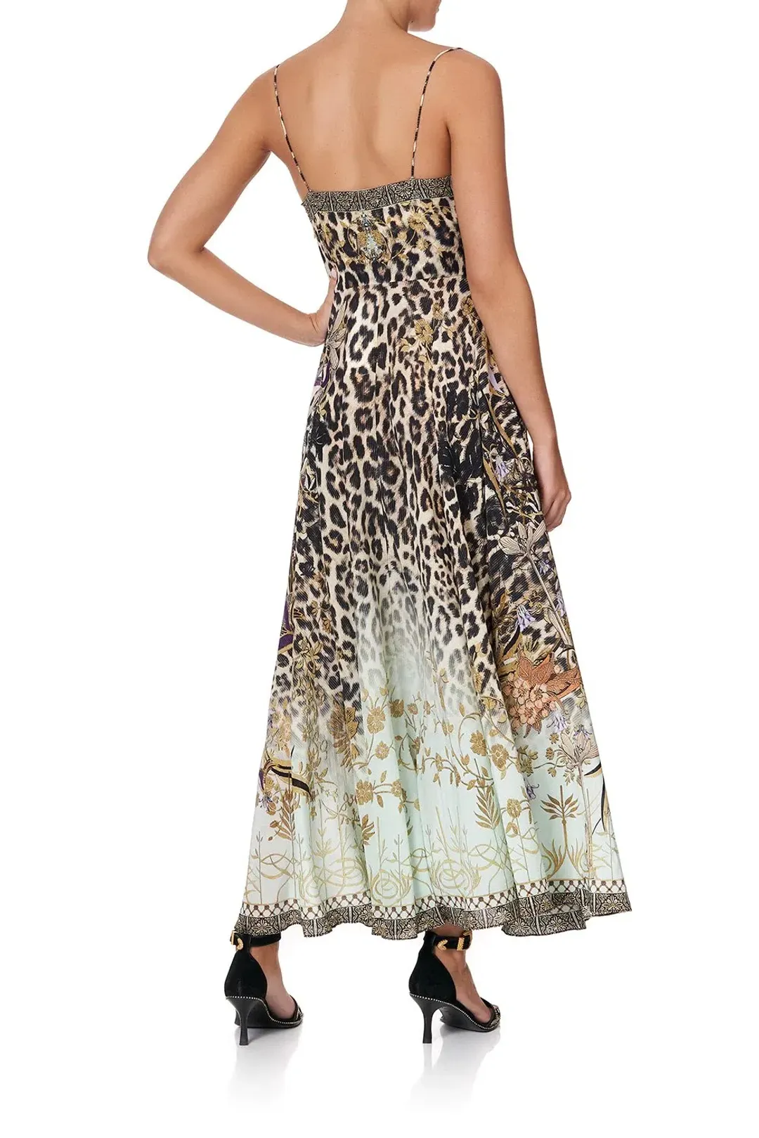 Camilla Long Dress With Tie Front Nomadic Nymph Print Size S for rent on The Volte - main image