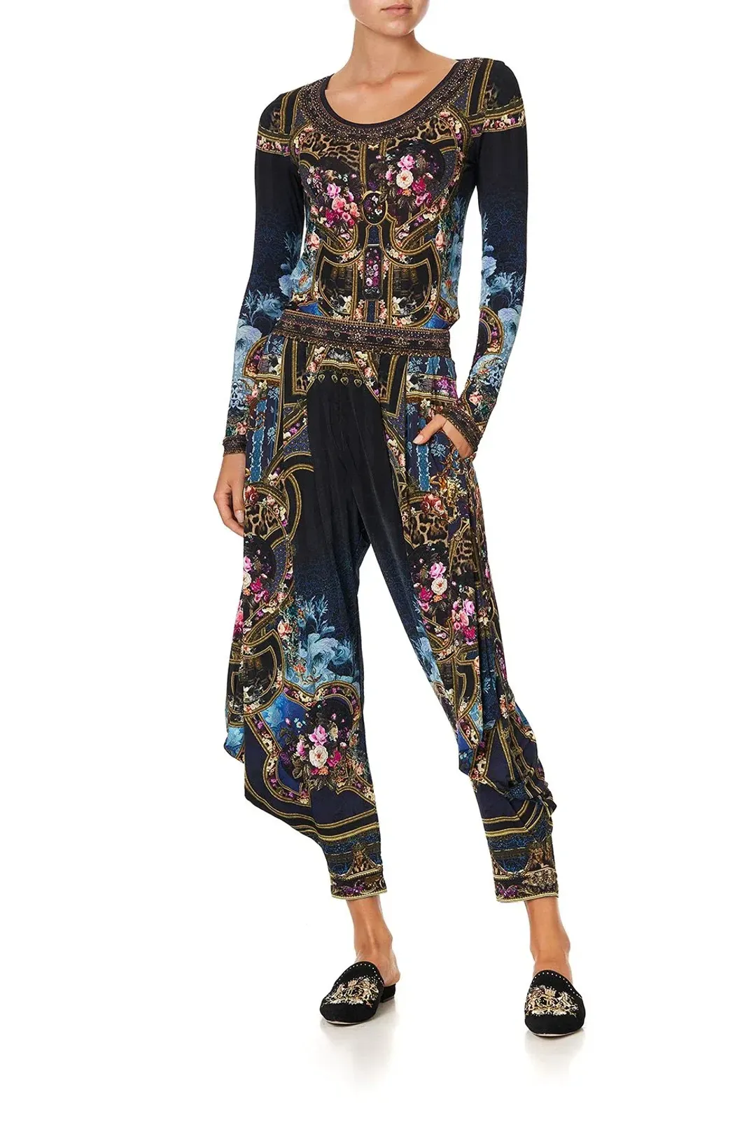 Camilla Jersey Drape Pant Fields of Treasure Print Size S / AU 8 for rent on The Volte - main image