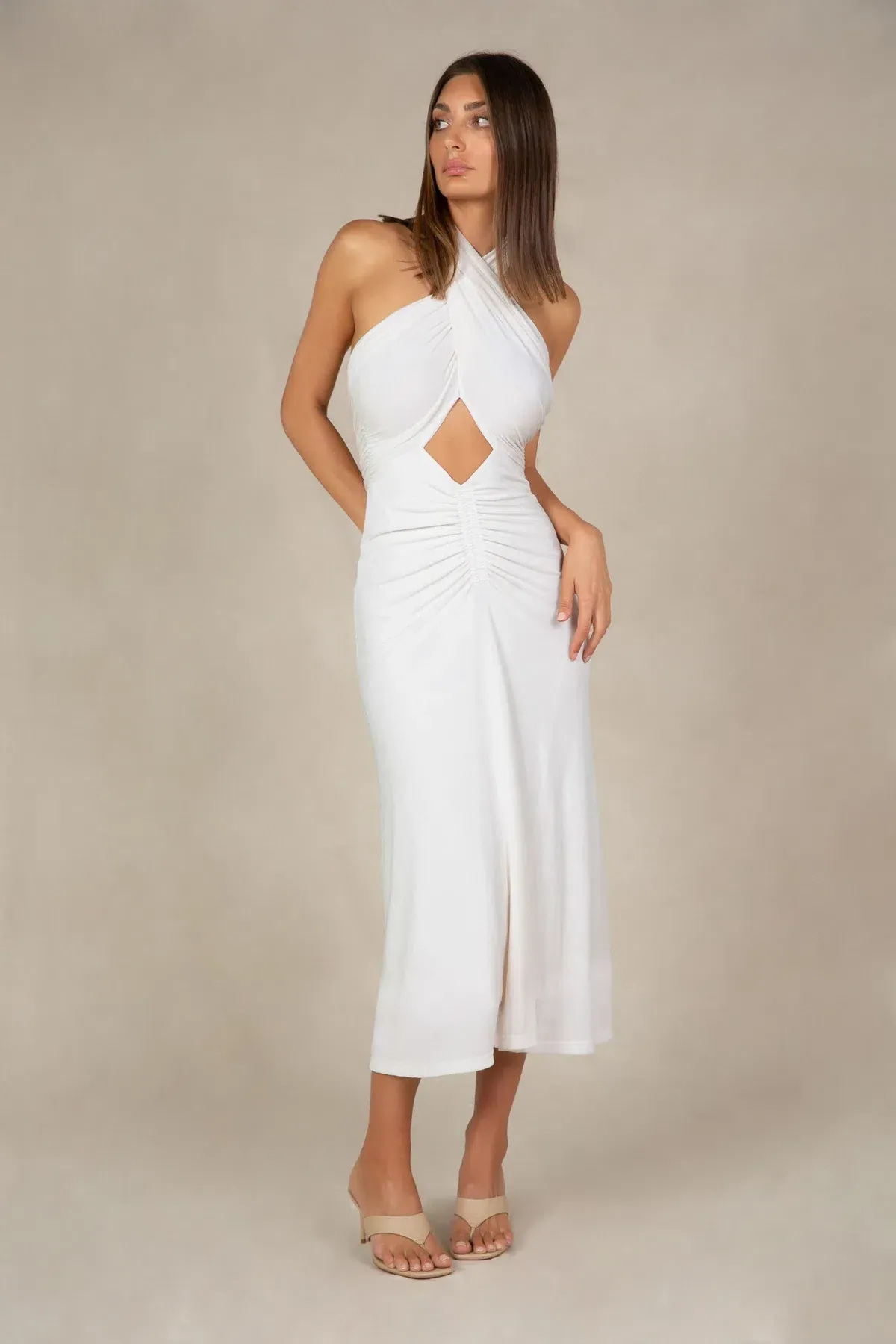 Misha Esperanza Midi Dress White Size 8 for rent on The Volte - main image