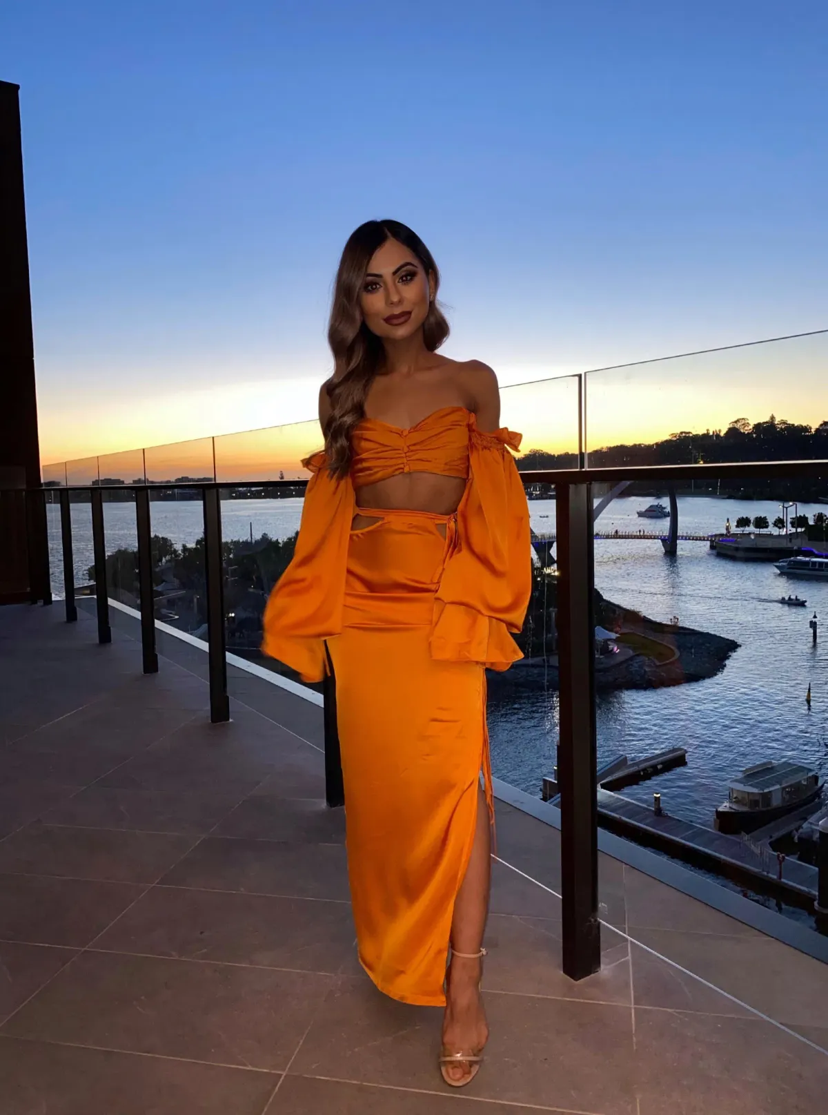 Khirzad Femme Gitamena Corset Top and Desnudo Skirt Set Orange Size XXS / Au 4  for rent on The Volte - main image