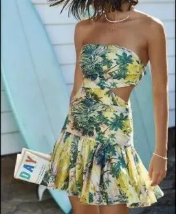 Zimmermann Juliette Cut Out Mini Dress Print Size 1 for rent on The Volte - image 3