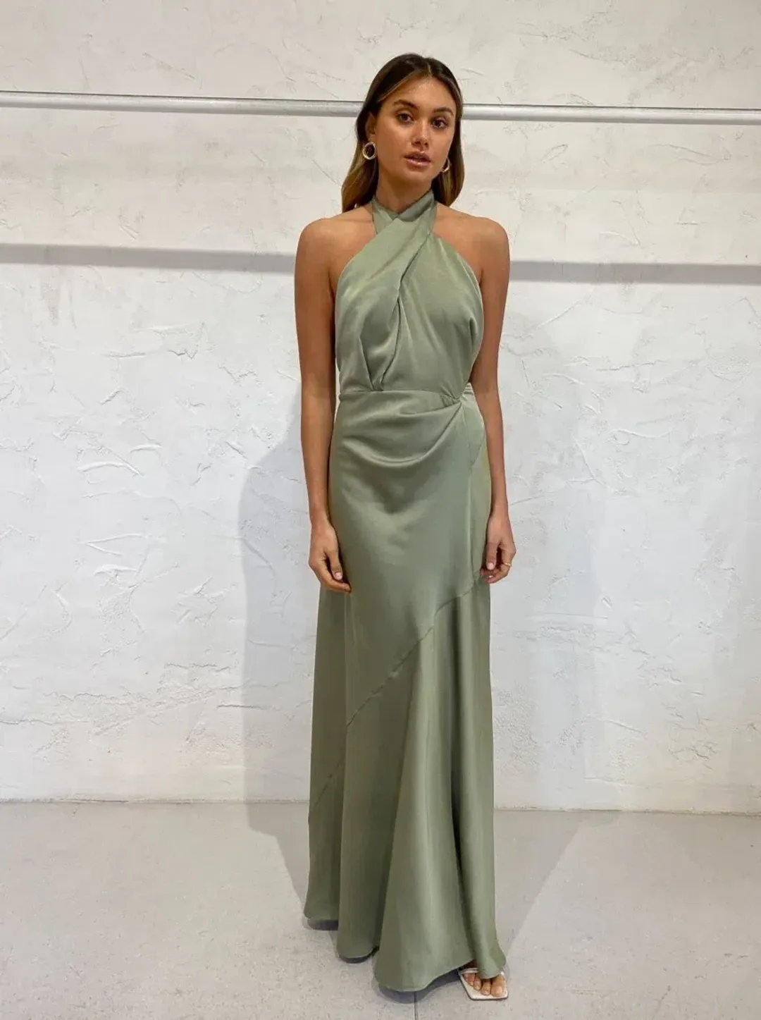 One Fell Swoop Zion Maxi Dress in Serpent Green Size 6  for rent on The Volte - main image