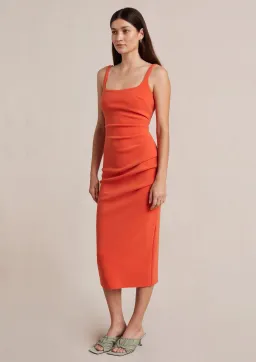Bec & Bridge Elroy Tuck Midi Dress Flame Orange Size 14 for rent on The Volte - image 1