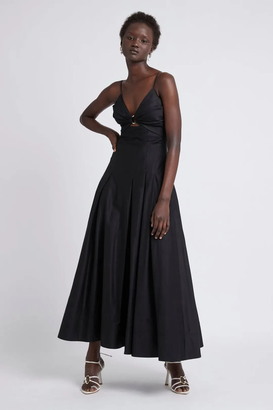 Aje Solstice Strappy Ring Midi Dress Black Size 8 for rent on The Volte - main image