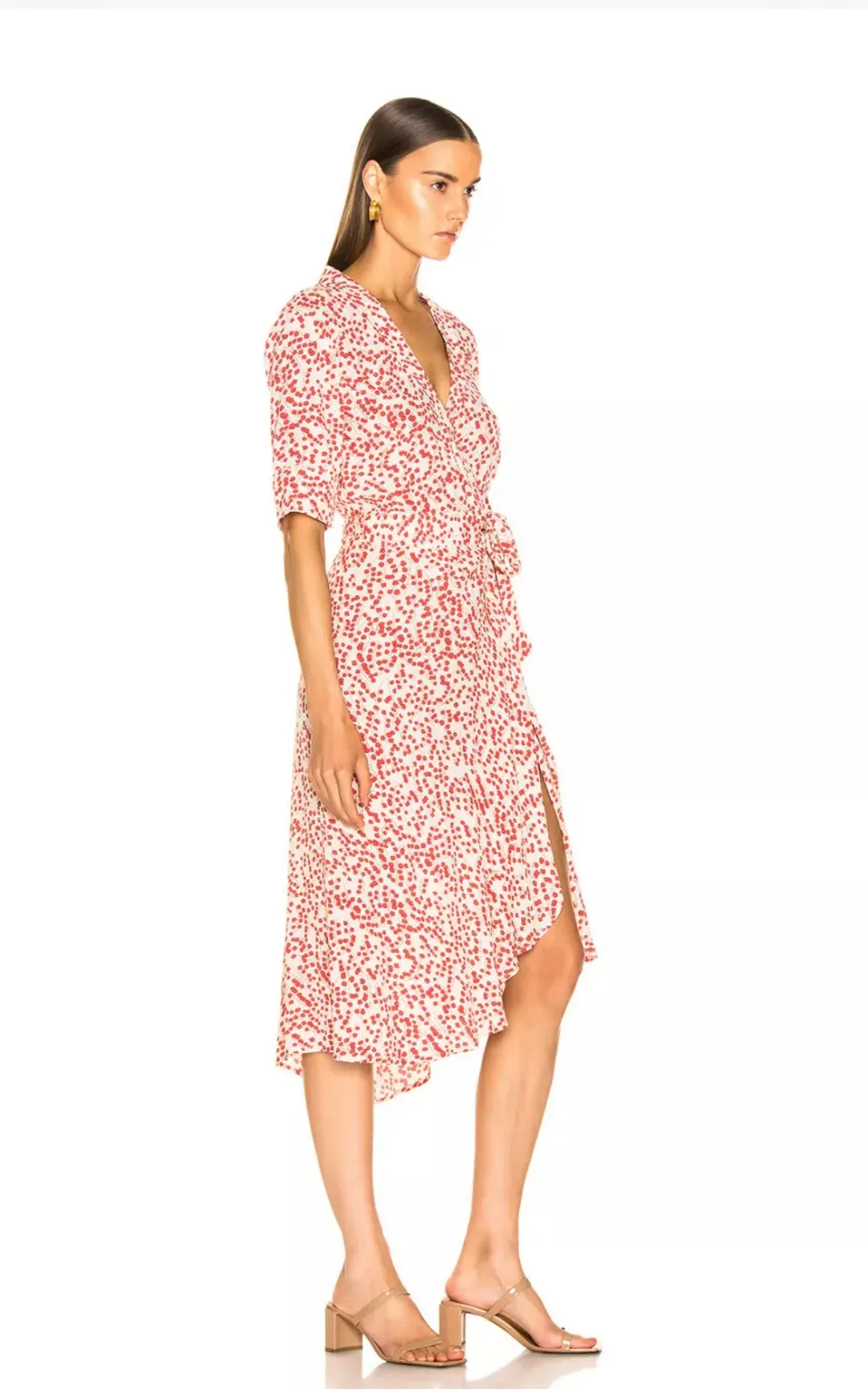 Ganni Goldstone Crepe Wrap Dress Print Size 34 for rent on The Volte - main image