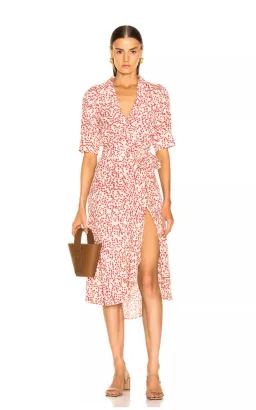 Ganni Goldstone Crepe Wrap Dress Print Size 34 for rent on The Volte - image 1