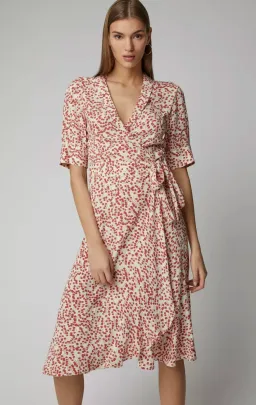 Ganni Goldstone Crepe Wrap Dress Print Size 34 for rent on The Volte - image 4
