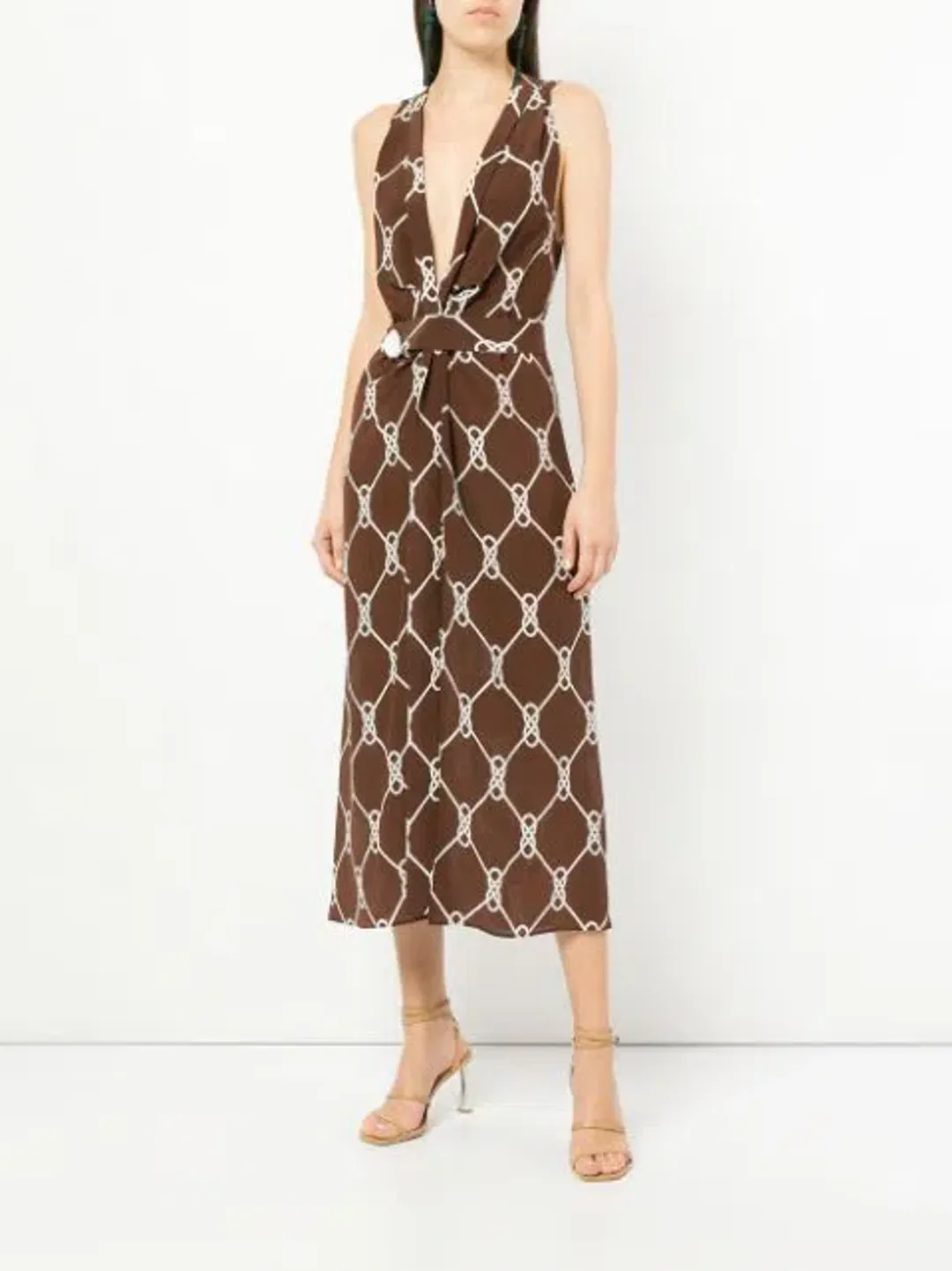 Manning Cartell Figure 8 Midi Dress Brown Print Size 12 for rent on The Volte - main image