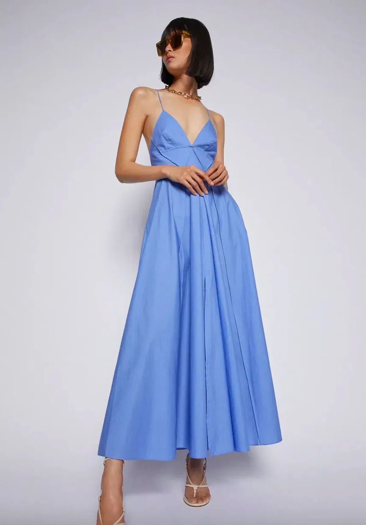 Scanlan Theodore Parachute Cotton Strappy Dress Blue Size 6 for rent on The Volte - main image
