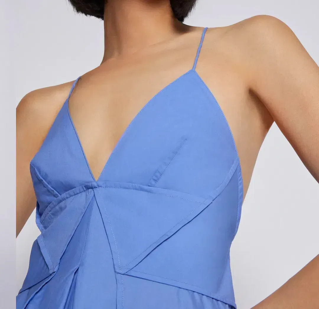 Scanlan Theodore Parachute Cotton Strappy Dress Blue Size 6 for rent on The Volte - main image
