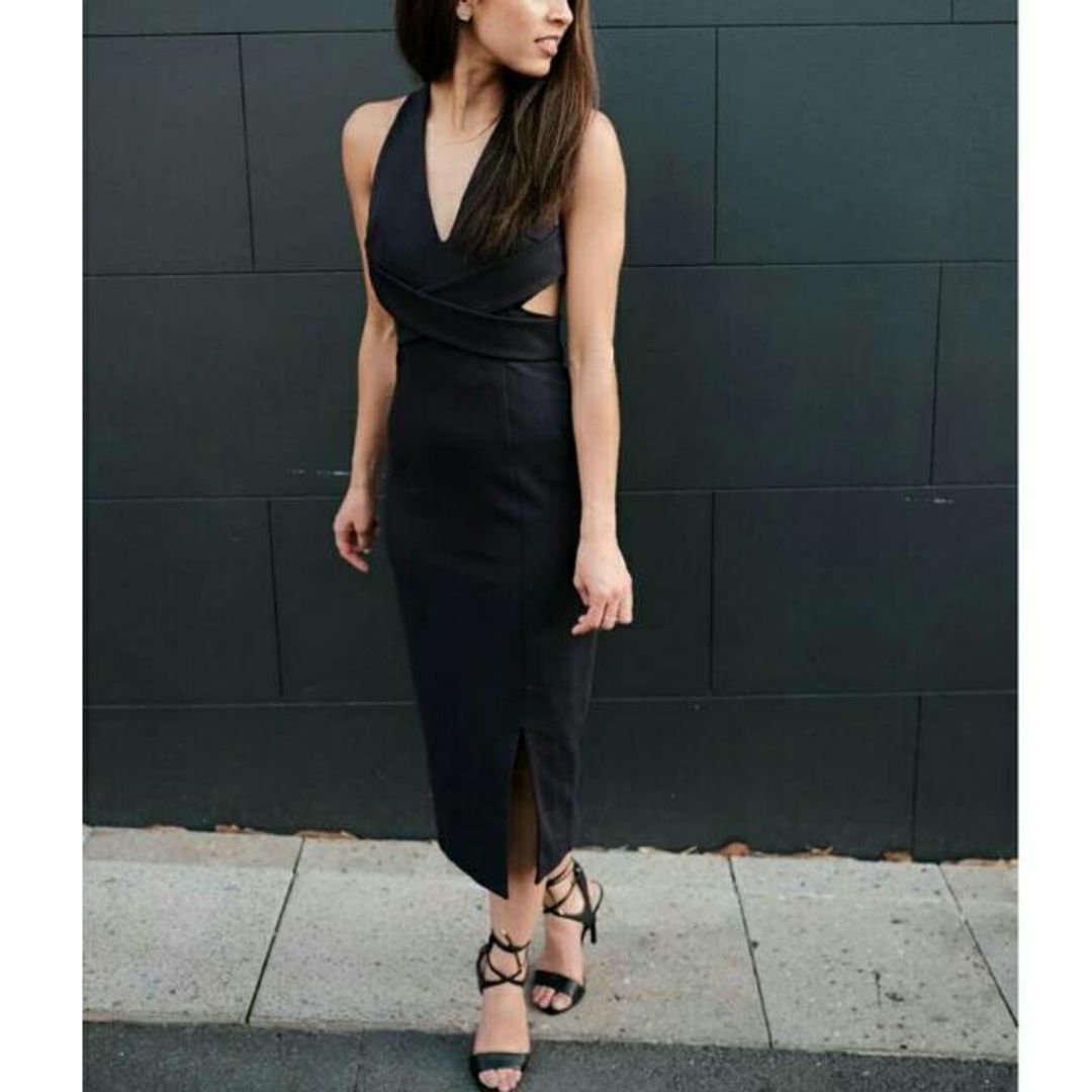 Nicholas Ponte Wrap Halter Dress (Navy) - Size 8  for rent on The Volte - main image