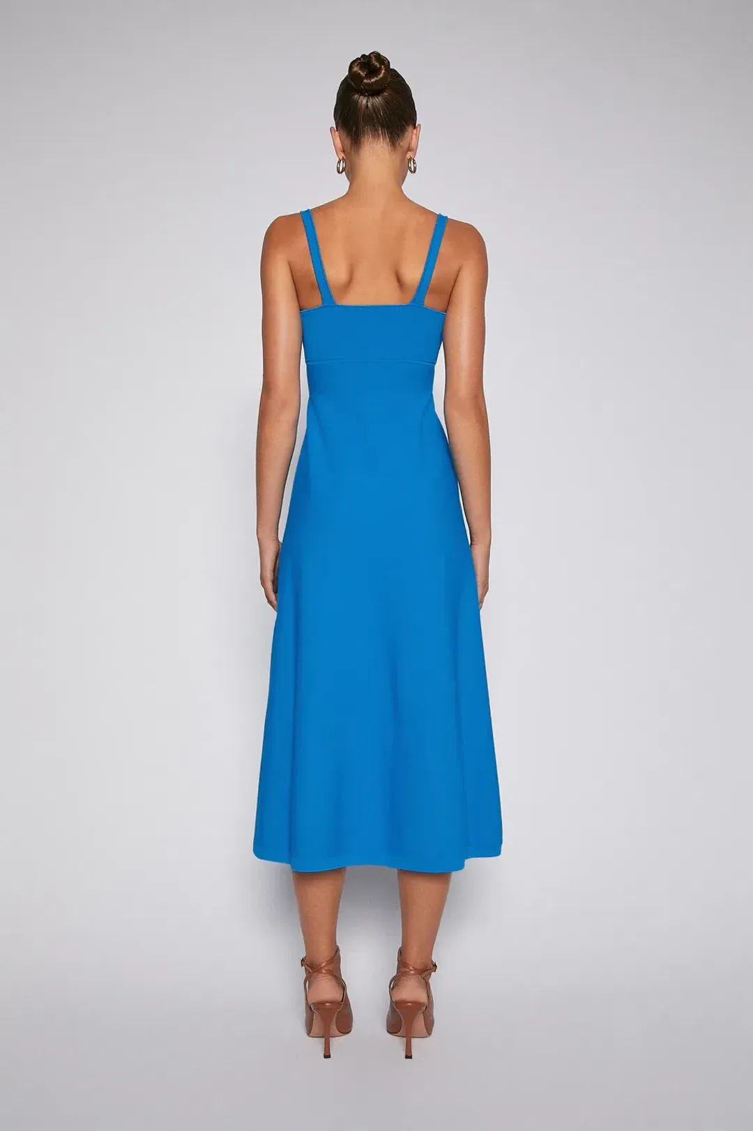 Scanlan Theodore Crepe Knit Square Neck Dress Azure Blue Size 6 for rent on The Volte - main image