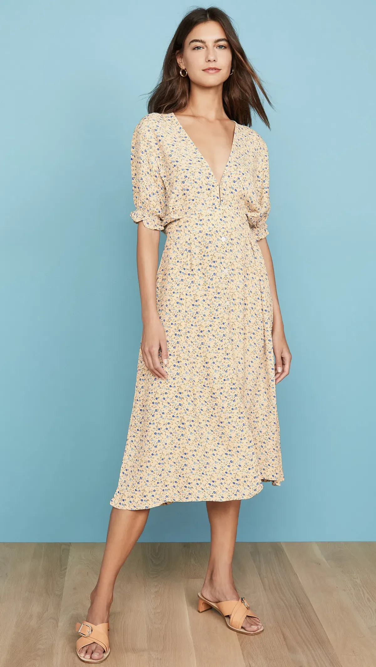 Faithfull the Brand Farrah Midi Dress Print Size 10 for rent on The Volte - main image