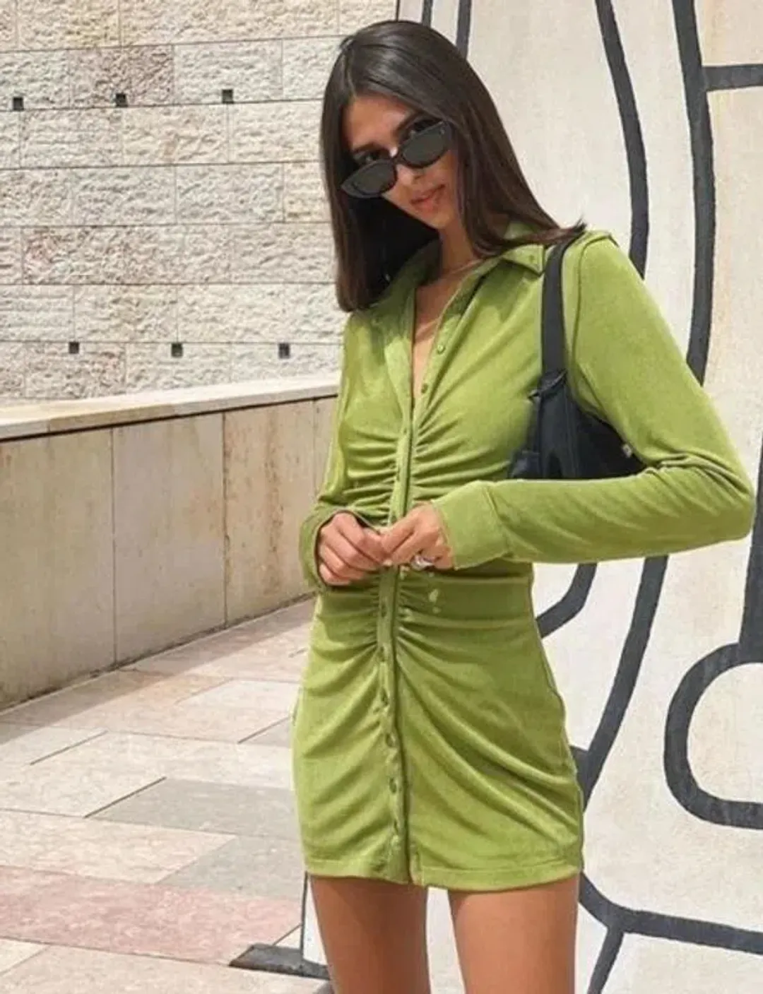 With Jéan Andy Dress Forest Green Size S for rent on The Volte - main image