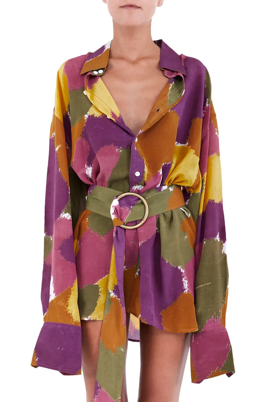 Bamba Titan Shirt Dress Dry Brush Print Size S/M for rent on The Volte - main image