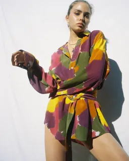 Bamba Titan Shirt Dress Dry Brush Print Size S/M for rent on The Volte - image 4