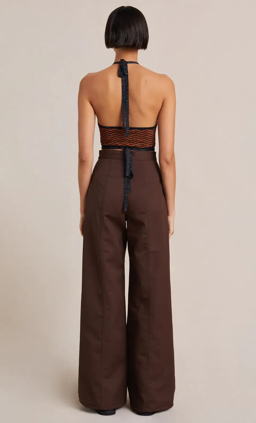 Bec & Bridge Ziggy Knit Halter Top Lurex Stripe Size 12 for rent on The Volte - main image