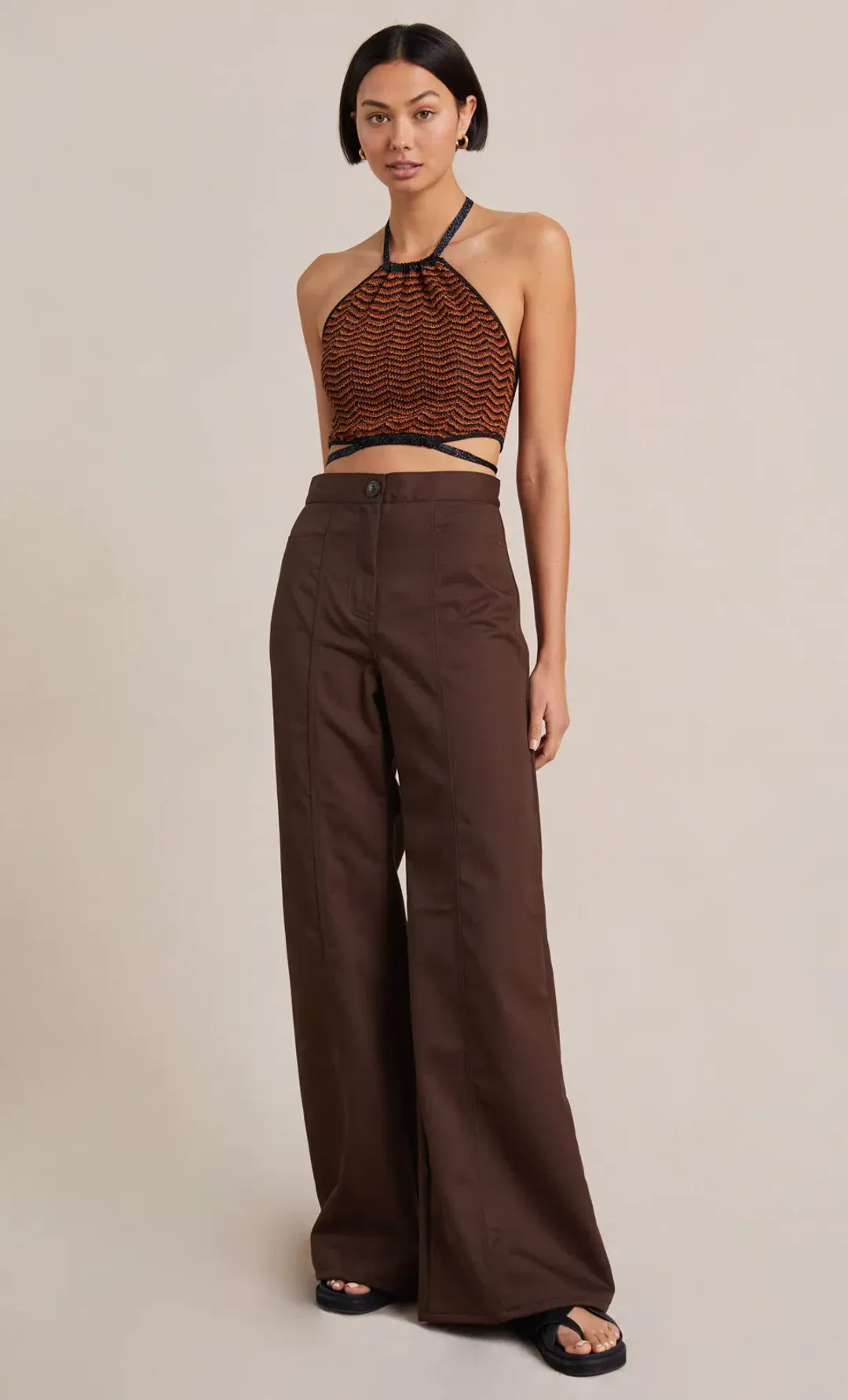 Bec & Bridge Ziggy Knit Halter Top Lurex Stripe Size 12 for rent on The Volte - main image