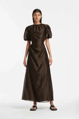 Sir the Label Anje Puff Sleeve Gown Brown Size 6  for rent on The Volte - image 1