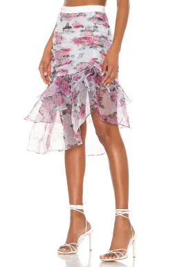 For Love and Lemons Asymmetric Ruffle Skirt Print Size 6 for rent on The Volte - image 1