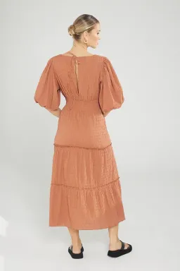 Sovere Reason Midi Dress in Cinnamon Brown Size 12 for rent on The Volte - image 2