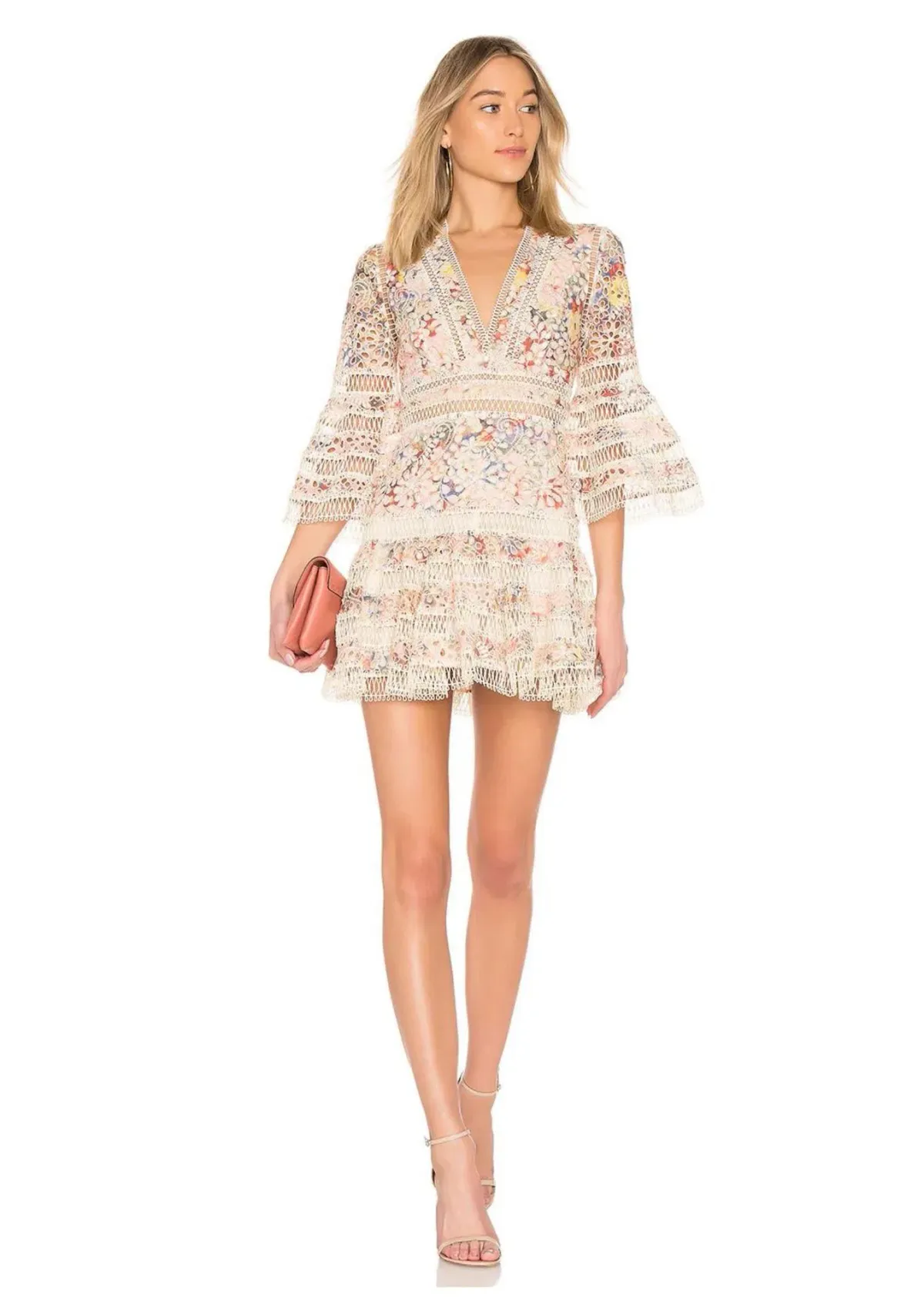 Zimmermann Lovelorn Floral Flutter Dress Pink Floral Size 0 / AU 8 for rent on The Volte - main image