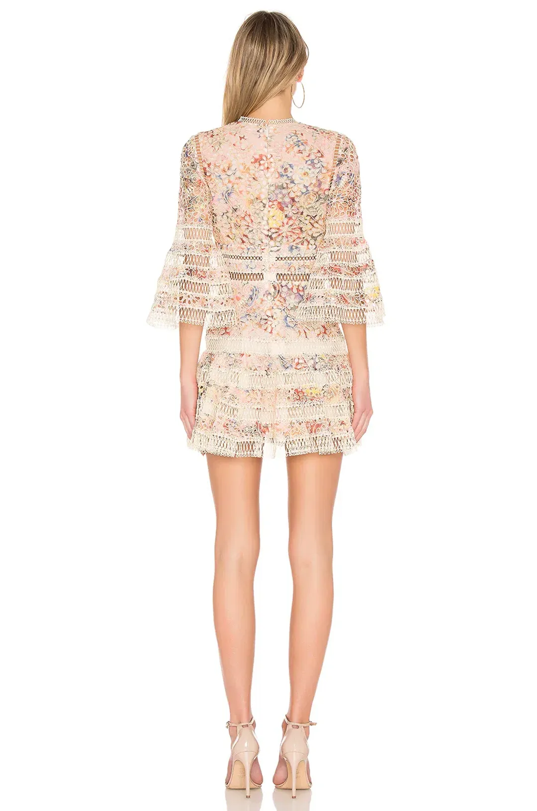 Zimmermann Lovelorn Floral Flutter Dress Pink Floral Size 0 / AU 8 for rent on The Volte - main image