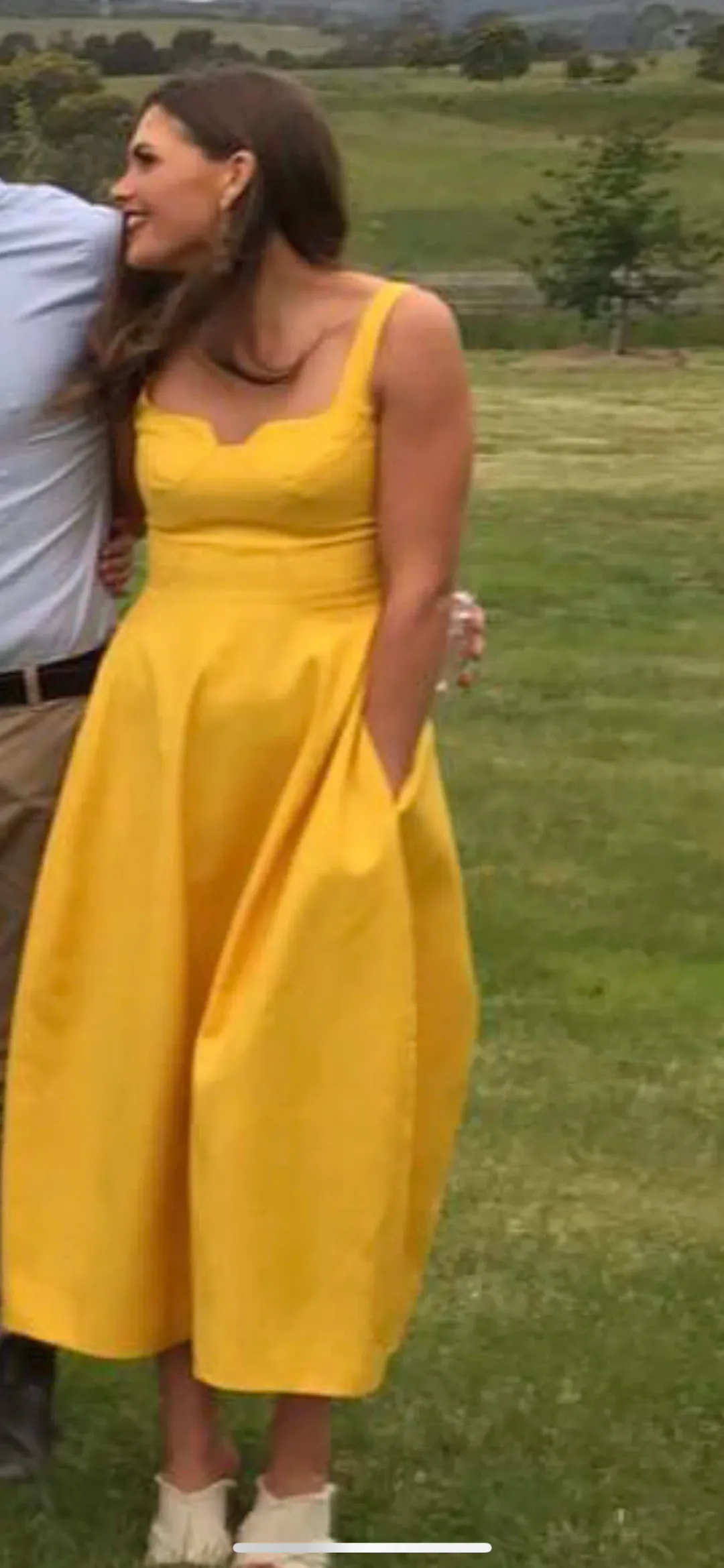 Camilla and Marc Callie Open Back Midi Dress Yellow Size 6 for rent on The Volte - main image