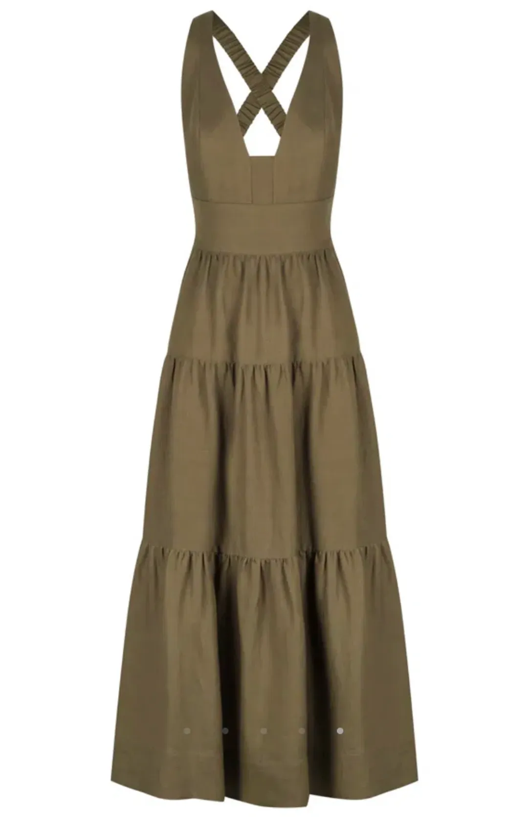 Shona Joy Juliana Linen Plunged Cross Back Midi Dress Green Size 8 for rent on The Volte - main image